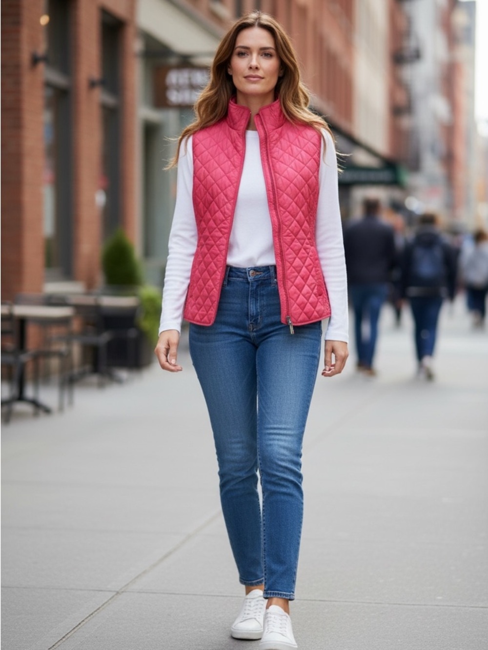 Talbots Quilted Vest Coral pink Preppy nautical lightweight small EUC